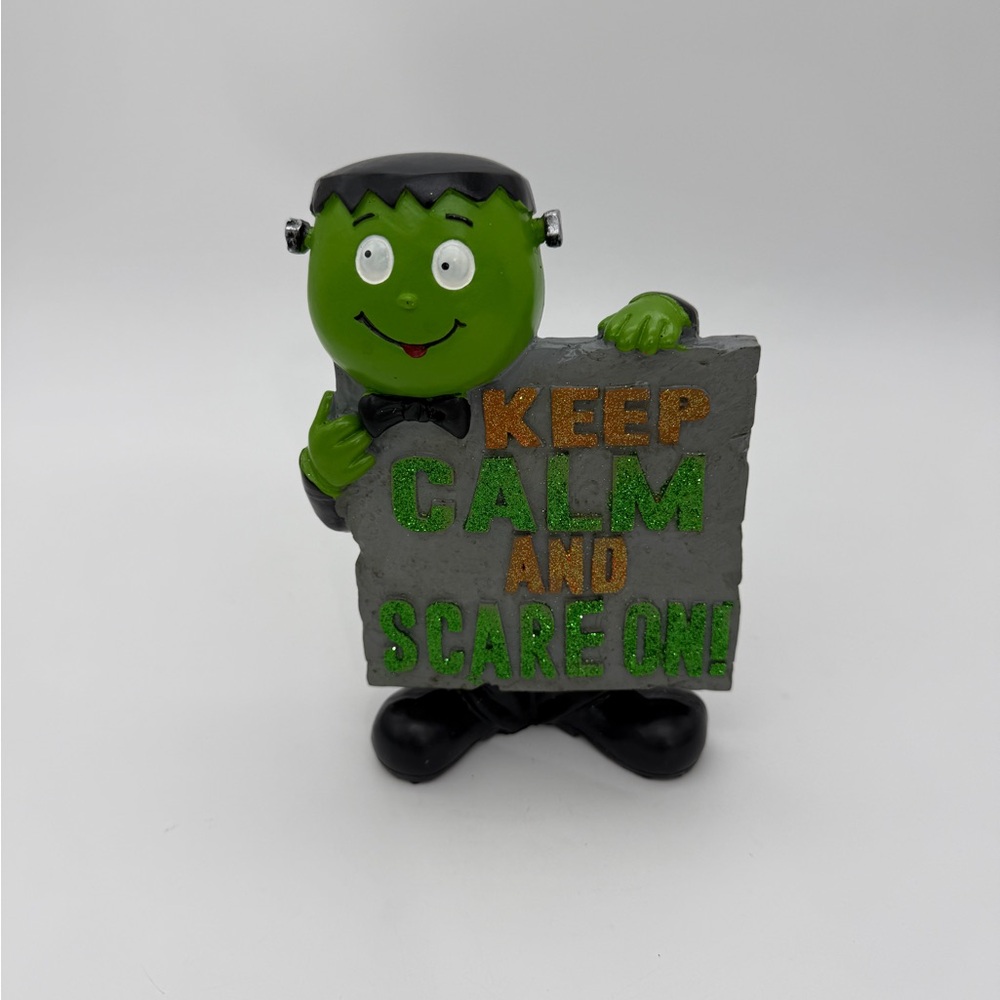 Halloween Frankenstein Decorative Glitter Tombstone TRICK OR TREAT Figureine 7”